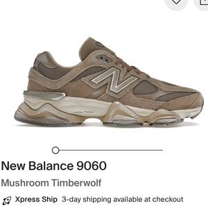 New Balance 9060 Mushroom Timberwolf US 7.5 W.  Never worn outside
